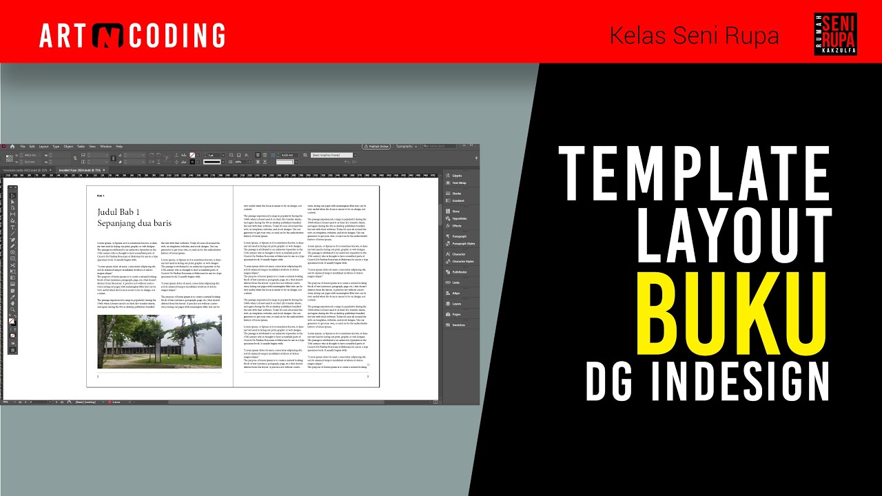 Layout template buku menggunakan indesign