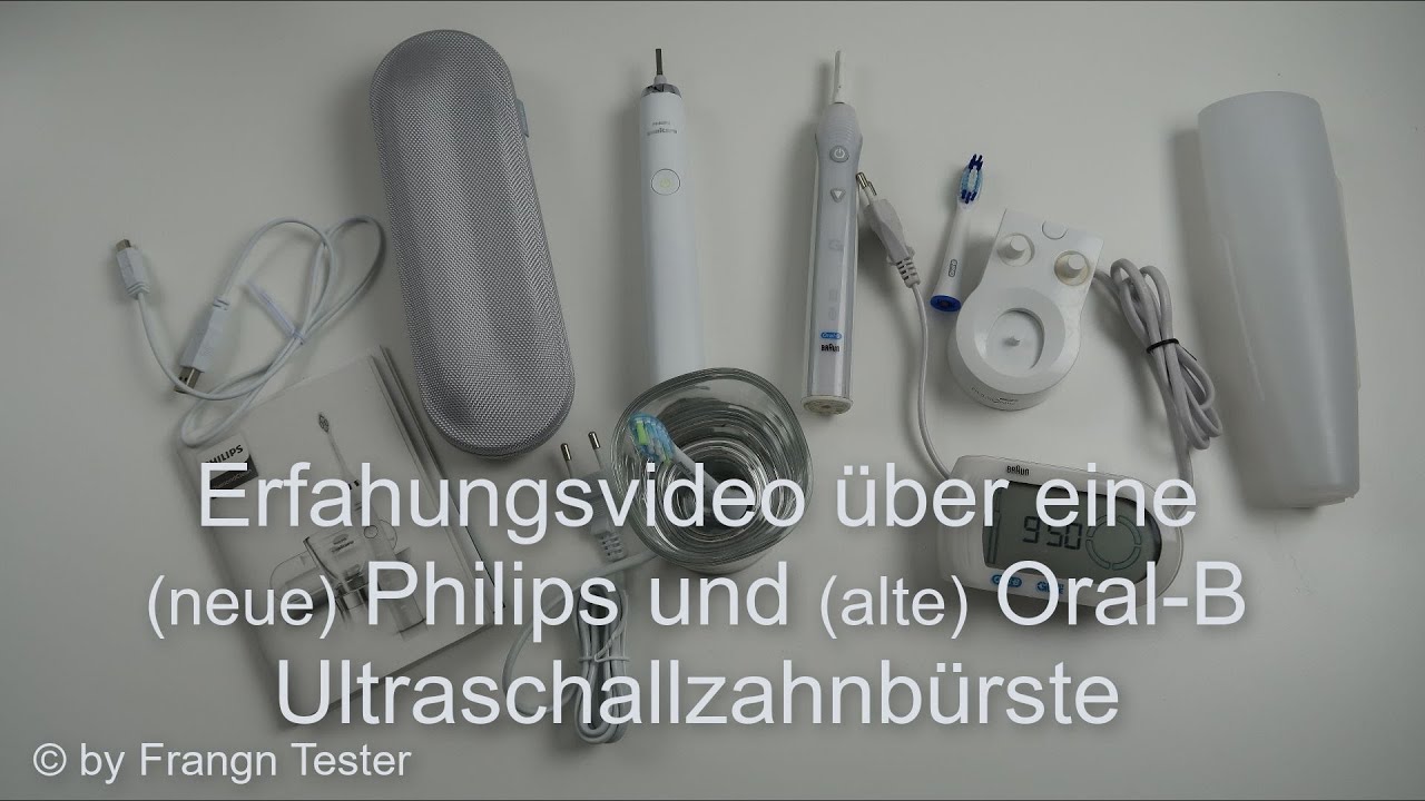 Vergleich zwischen einer (aktuellen) Philips und einer (älteren) Oral-B Ultraschallzahnbürste