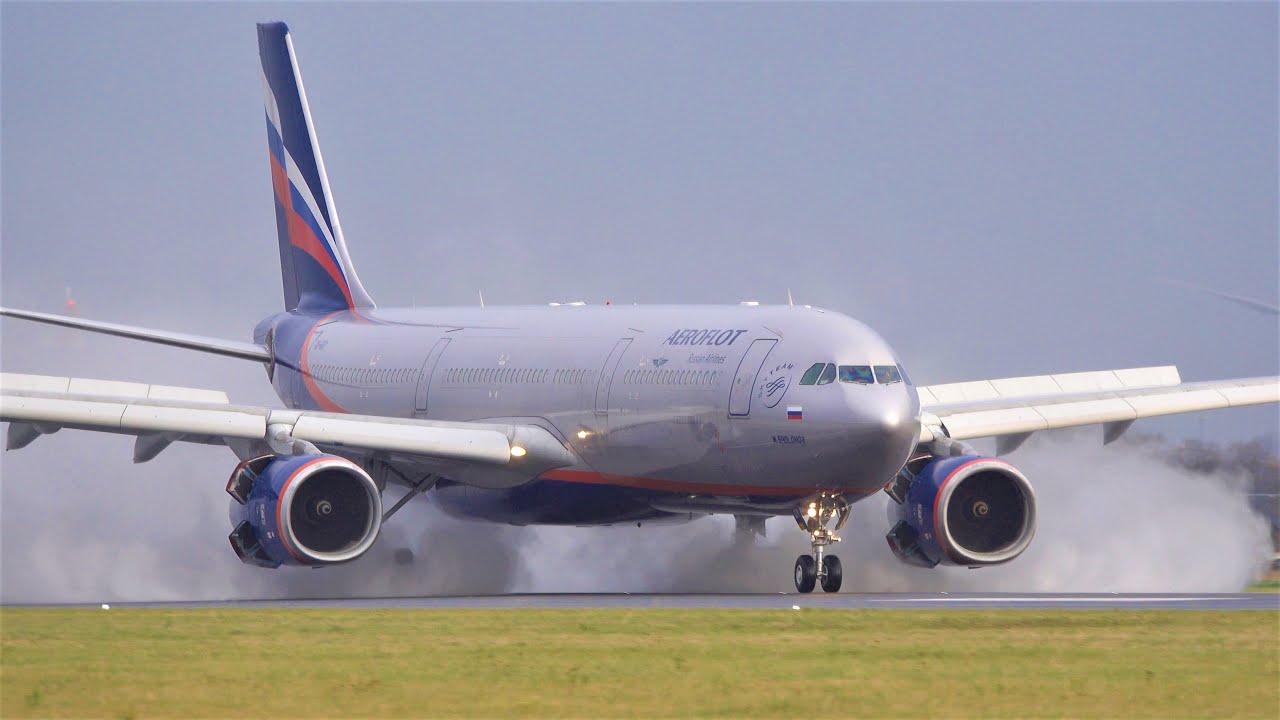 4K HEAVY WET💦 Arrivals Amsterdam A330-800Neo Kuwait Airways, A380 Emirates, A333 Aeroflot