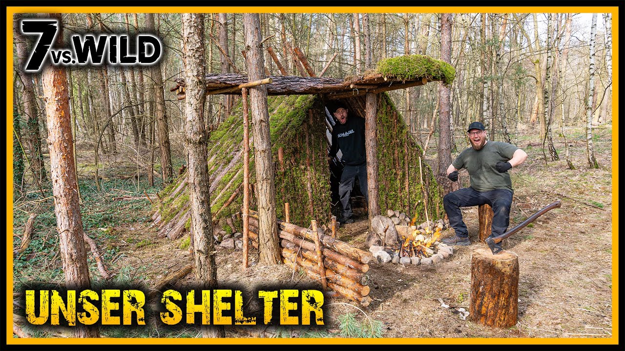 7 vs. Wild Shelter - Wir bauen weiter weil es einfach geil ist :D - Bushcraft Survival Naturensöhne