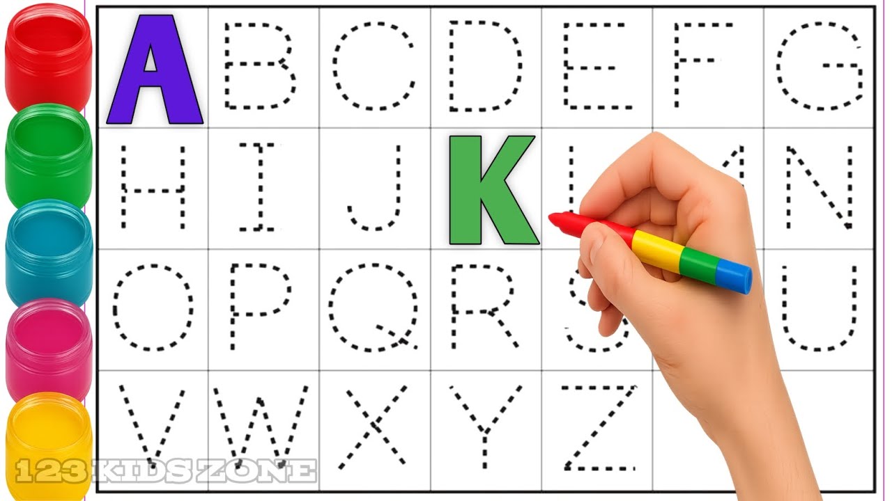 A For Apple, Alphabet, ABCD, ABC song, A to Z, Kids rhymes, Writing along dotted lines #kidslearning