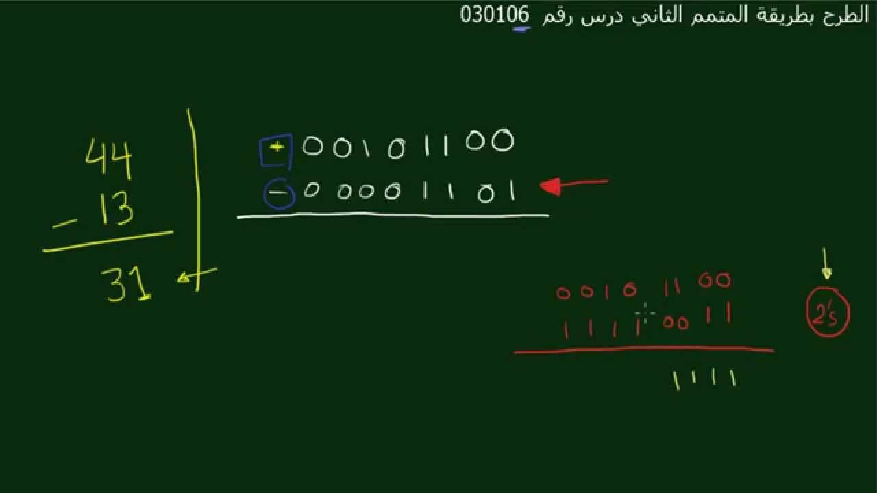 0118 الطرح بالمتمم الثاني مثال أول