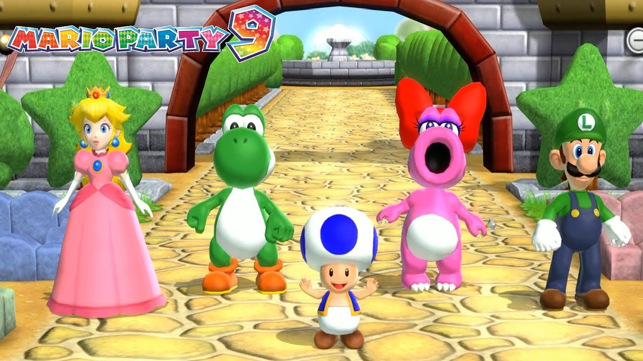 Mario Party 9 - Peach vs Yoshi vs Birdo vs Luigi - Garden Battle #4