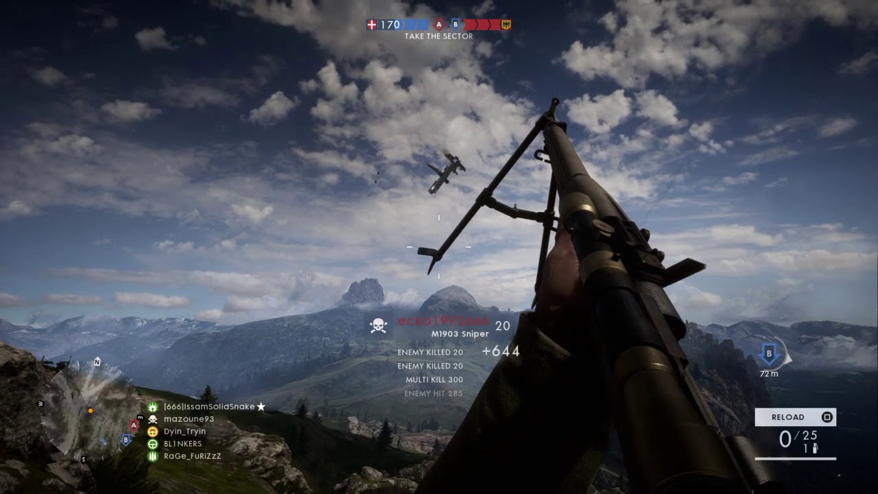 Battlefield™ 1 first scout bomber takedown triple kill