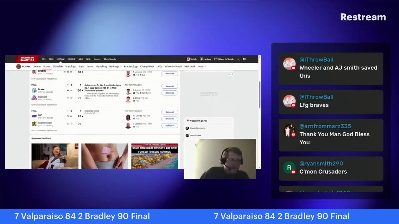 Valparaiso vs. Bradley NCAA Mens' Basketball play by play, reactions and live chat