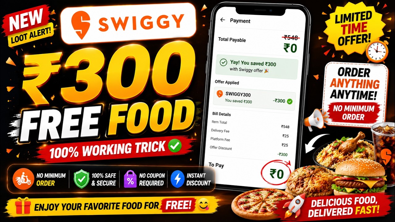 Swiggy Free Food | Big Loot is Back | No Fee Days Offer