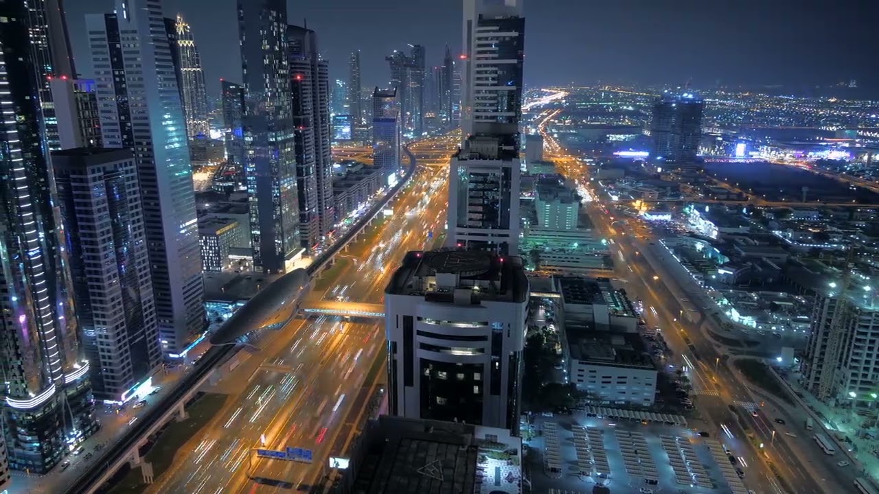 time lapse of modern futuristic city skyline Stock Video