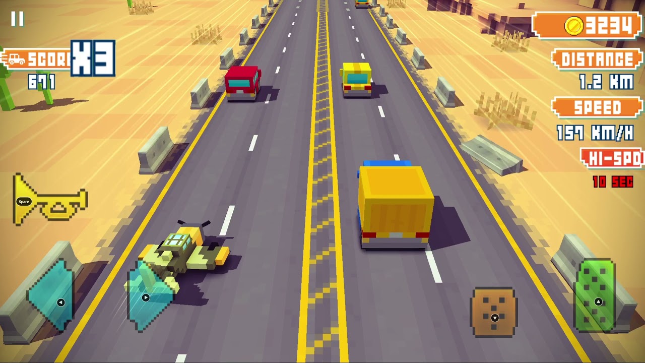 LET'S PLAY - BLOCKY HİGHWAY TRAFFİC RACİNG ANDROİD GAMEPLAY