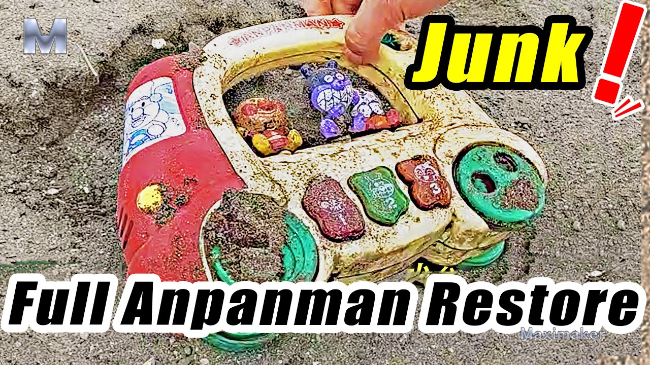 Anpanman Toy bus Restoration, Repair old electronics disassemble cleaning & bleaching ASMR