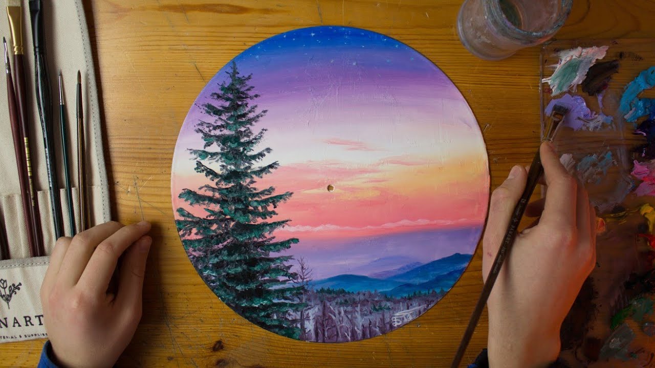 The Last Sunset - Quick Tips on painting Sunset Landscape / Vinyl Monday