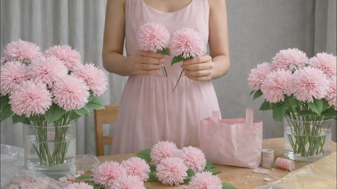 Как сделать цветок из пакетов для покупок