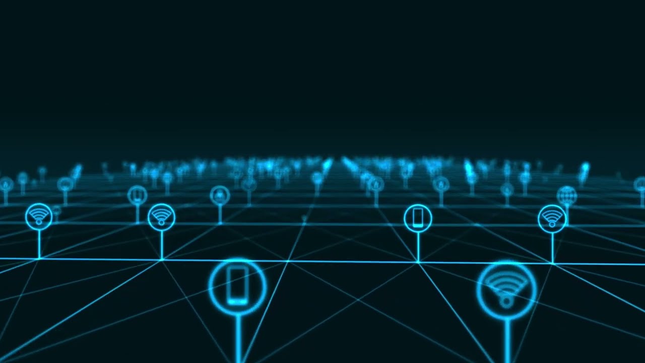 Blue Technology Icon Network Background 4K VJ Loop Video | No Copyright Background Video