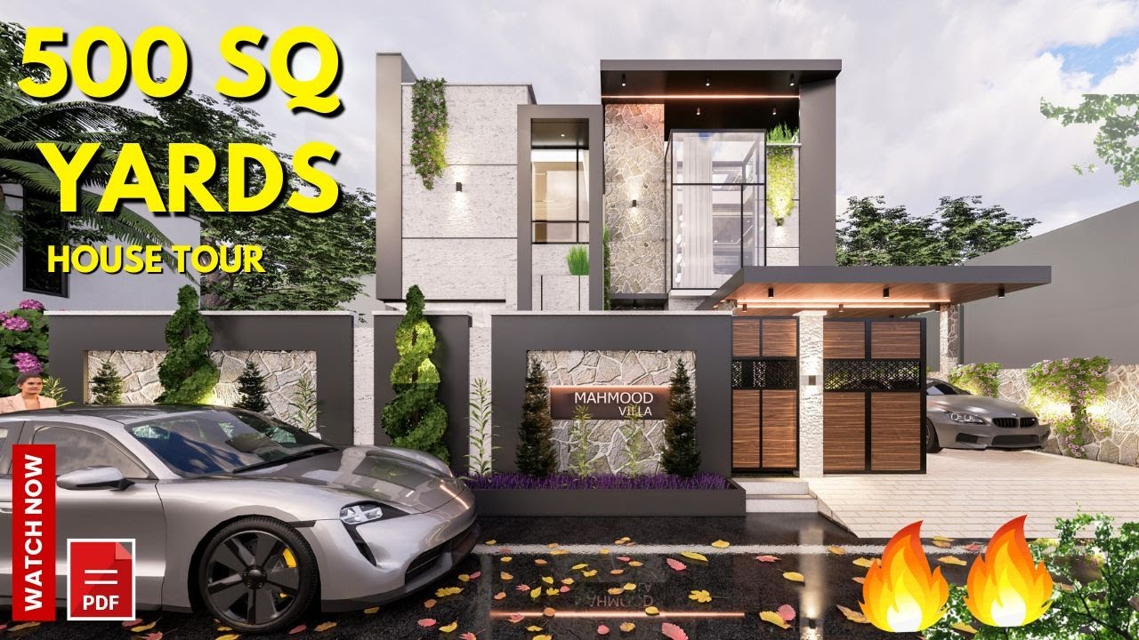 Роскошный дом площадью 500 кв. ярдов | План дома 50x90 3D | 5 спален | Двухэтажный дуплекс | 15x2...