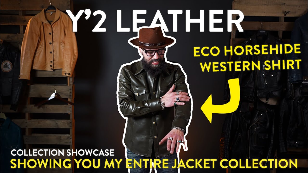 Collection Showcase: Y'2 Leather X The Shop Henry Olive Eco Horse Hide Leather Western Shirt Jacket