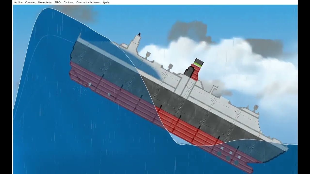 Sinking the MS Lisboeta ship with a giant wave in the Floating Sandbox
