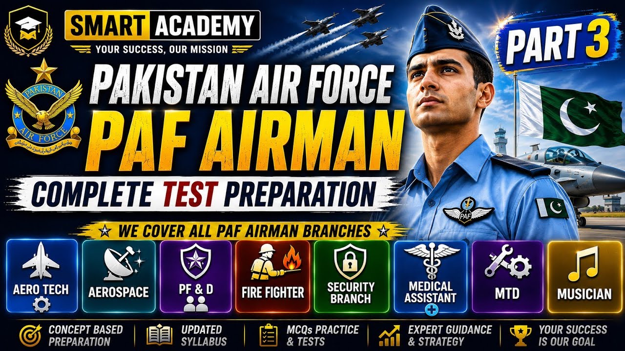 PAF Airman Complete Test Preparation Part 3 | Aero Tech, Aerospace, PF & DI, Fire Fighter, Security