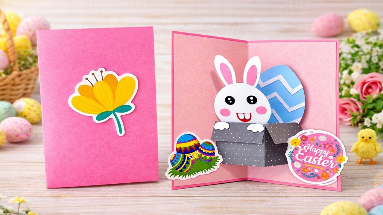 DIY Pop Up Easter Card 🐰 Easy Bunny Surprise Card Easter Craft Ideas | DG Handmade