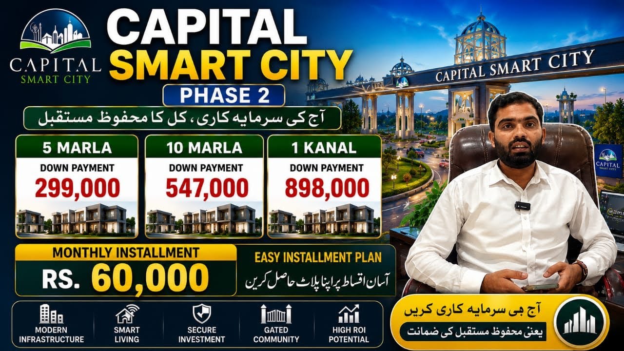 Capital Smart City Phase 2 | 5 Marla, 10 Marla & 1 Kanal Plots | Easy Installment Plan 2026