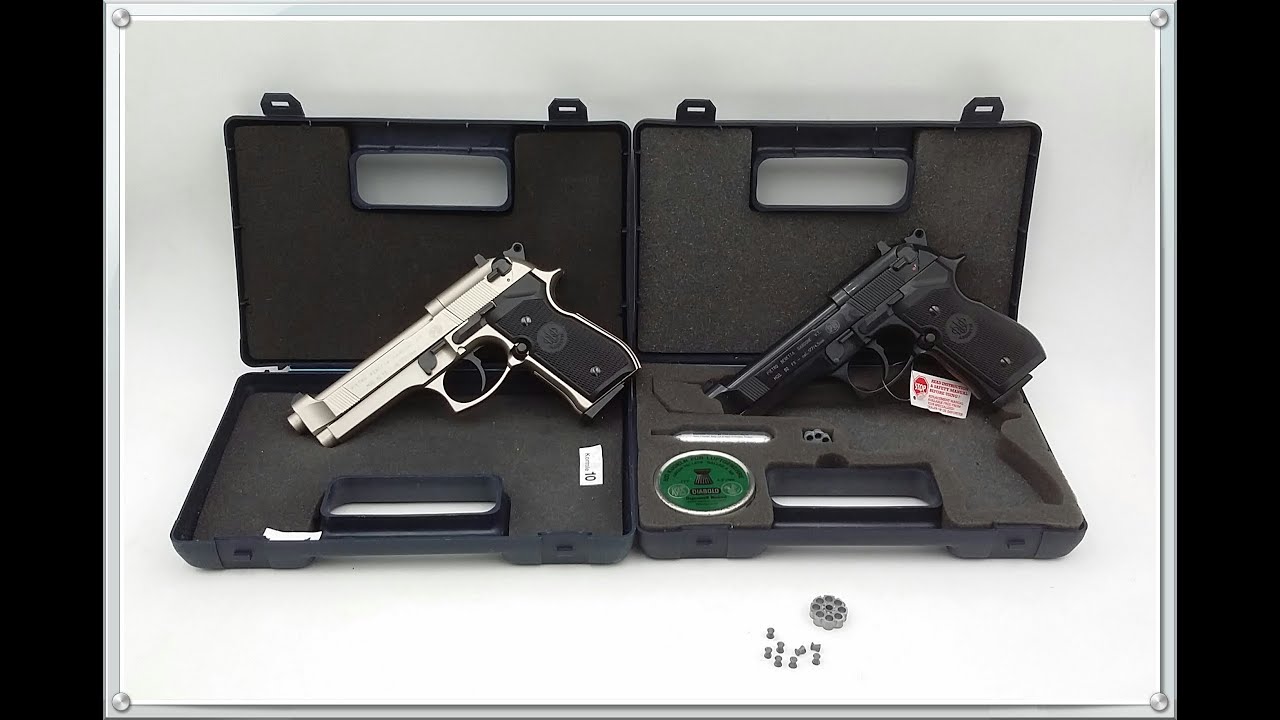 Pistole mod 92 FS Umarex cal. 4,5 Pietro Beretta finitura inox e nera. Breve smontaggio gruppo canna