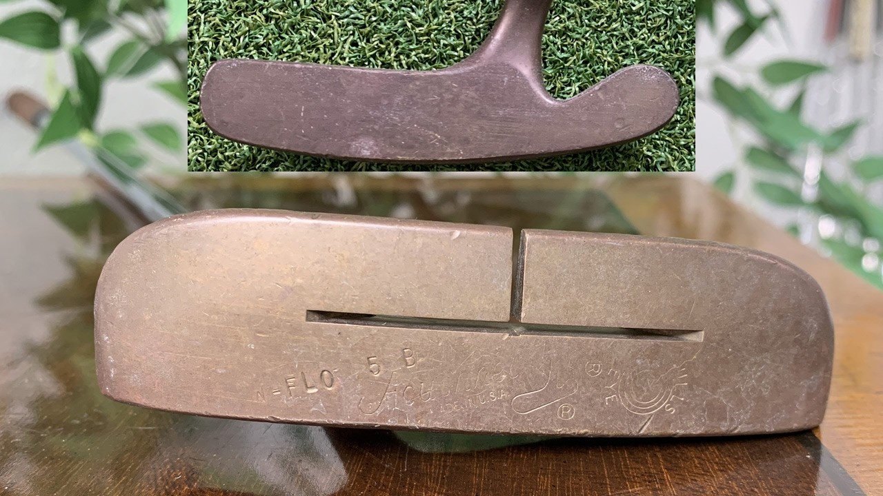 1968 Bullseye Tuning Fork Wide Flange Putter Sweet Spot Slot Acushnet - The Vintage Golfer
