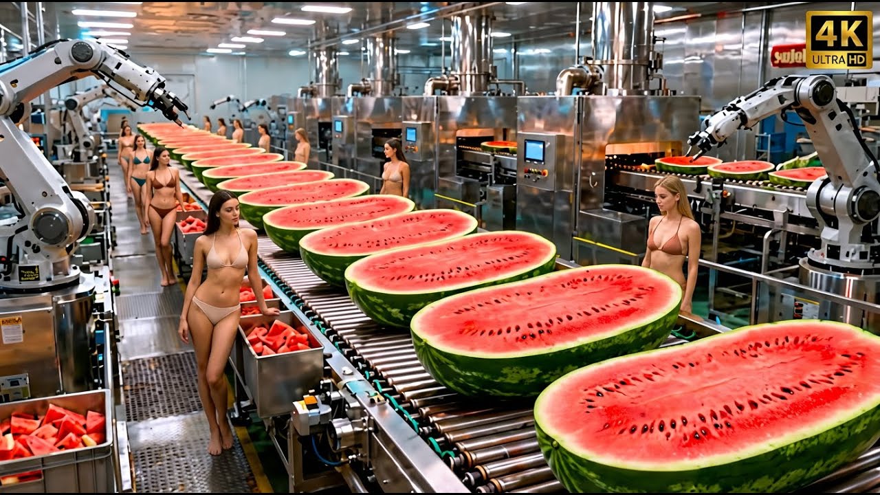 Inside the Watermelon Juice Factory — ASMR From Fruit to Juice