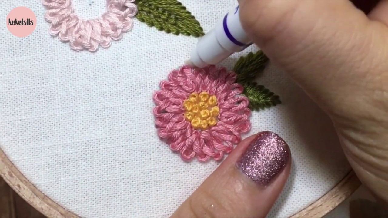 [프랑스자수] 브레이드 스티치로 만드는 자수 꽃 😍 Embroidery flowers made with braid stitch