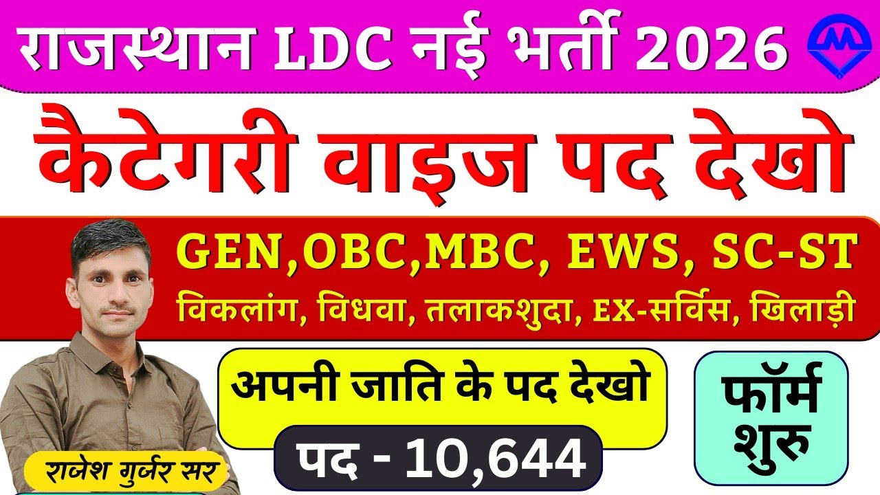 राजस्थान LDC भर्ती में कैटिगरी वाइज पद किनके कितने हैं | LDC New Vacancy 2026 | Kdi Rojgar