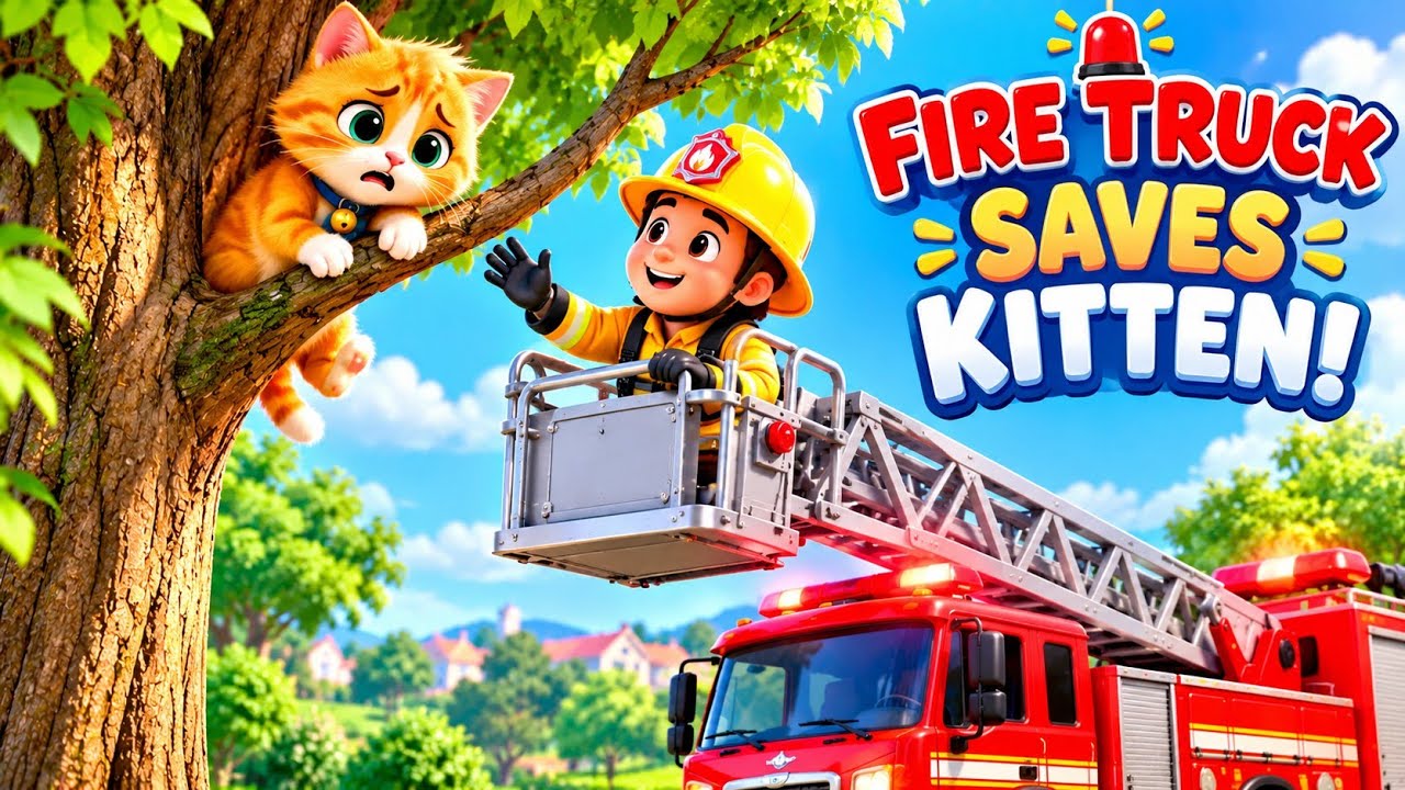🚒🐱 Fire Truck Rescues a Kitten! | Animal Rescue Cartoon for Kids