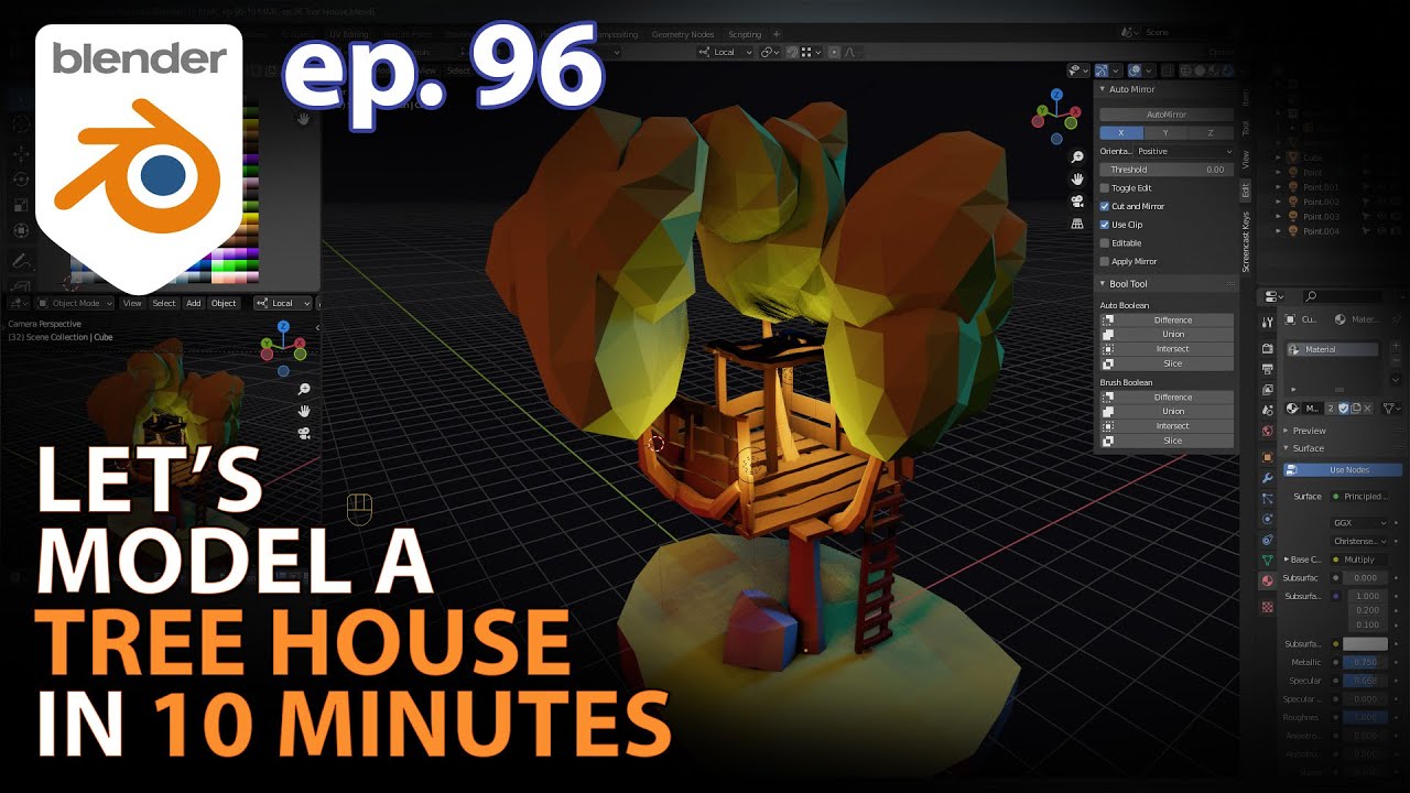 Let's model a TREE HOUSE in 10 MINUTES - Ep. 96 - Blender 2.93