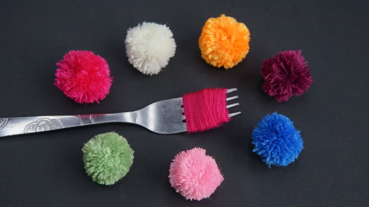 用叉子制作绒球，简单绒球技巧