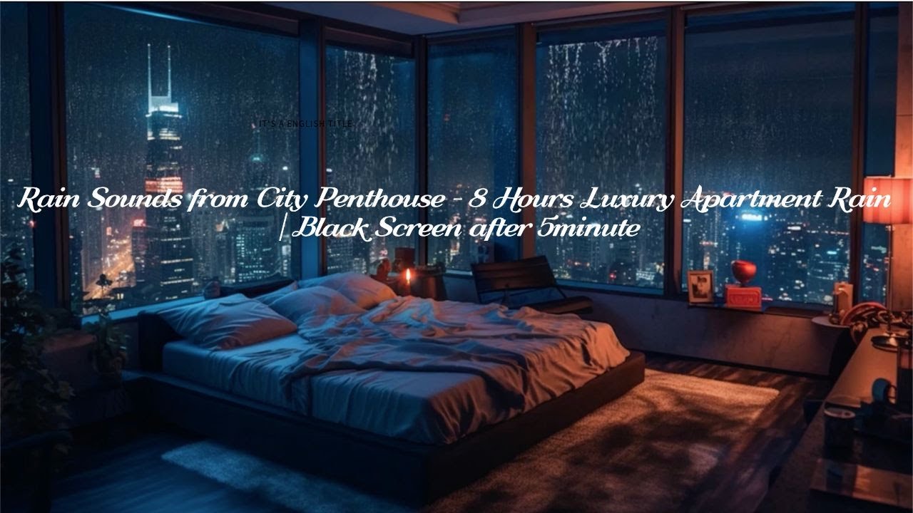 Rain Sounds from City Penthouse - 8 Hours Luxury Apartment Rain | Black Screen