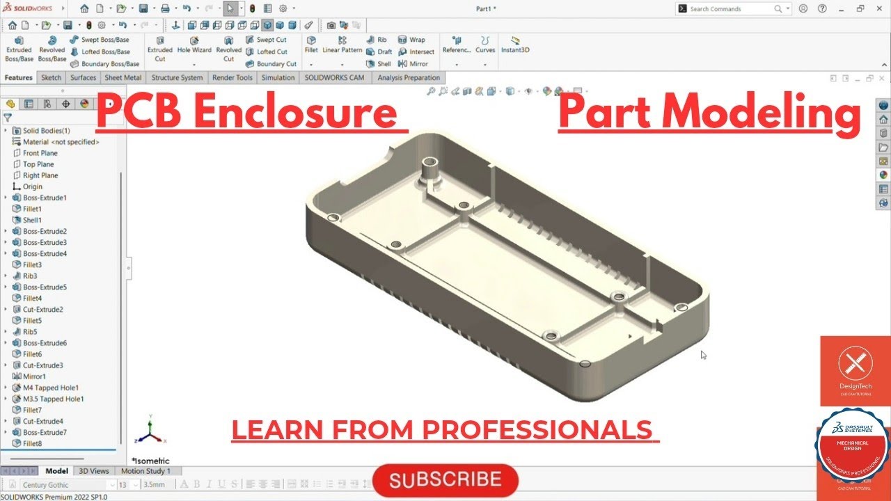 Designed an Enclosure for PCB in SolidWorks.