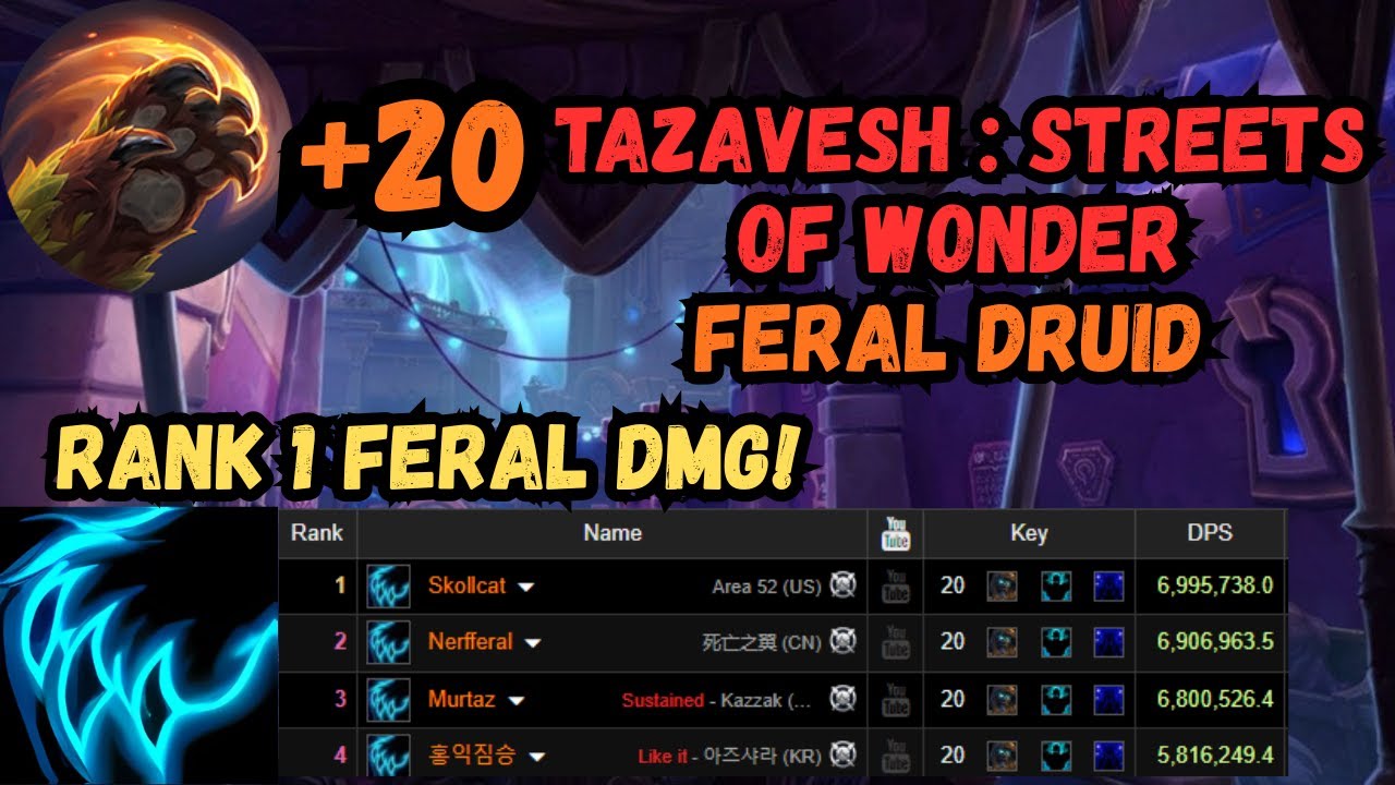 Tazavesh : Streets of Wonder +20 | Feral Druid | TWW Season 3 | RANK 1 FERAL DMG WITH 2 DEATHS?