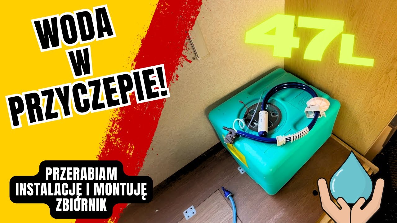 Montaż zbiornika wody, przyłącza w przyczepie. Tanio#14