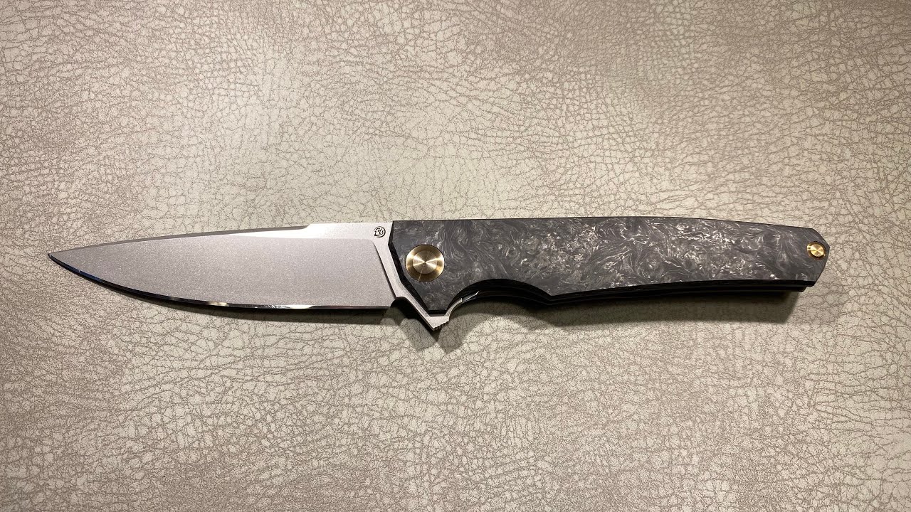 Cheburkov Knife Hudson Light, Steel S90V, Handle Black Marble Carbon Bronze Titanium, $614