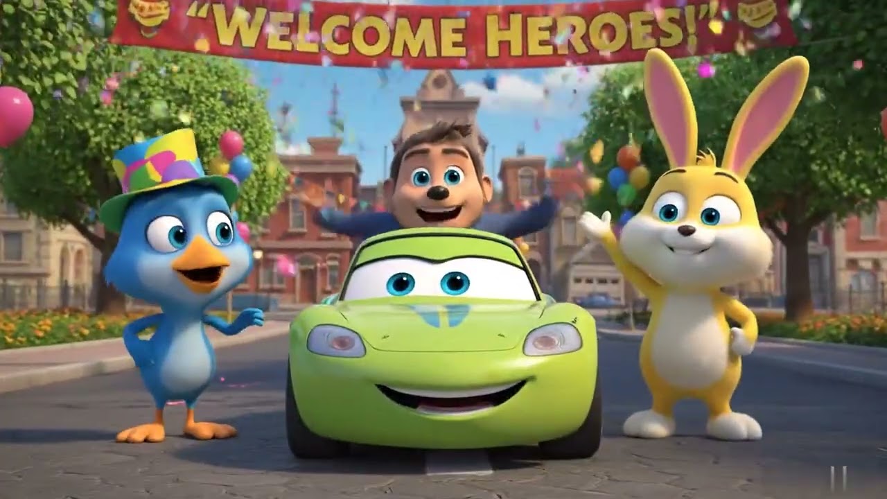 McQueen em apuros! Macaquinho e o esquilo correm para ajudar!  Desenho Infantil