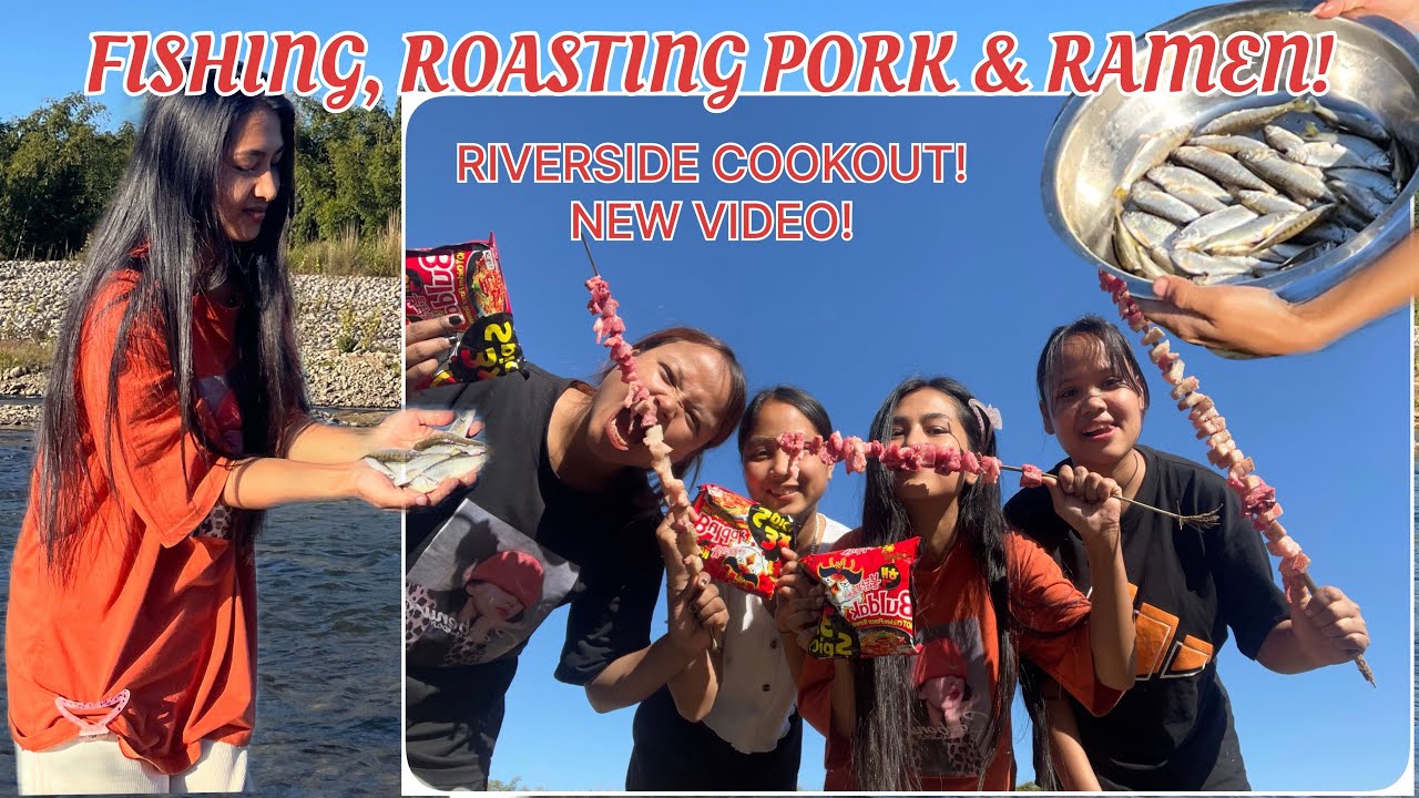 MINI PICNIC VLOG | Fishing ,Roasting Pork on Sticks & Making Instant Ramen | Day Out With Cousin! 
