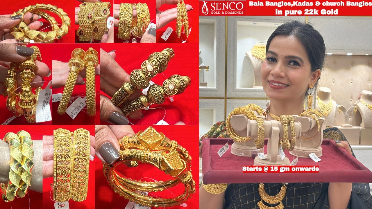 SENCO Gold Bala Bangles Designs/Light Weight/Daily Wear/15Gram/22 Carat/Latest/sturdy Collection