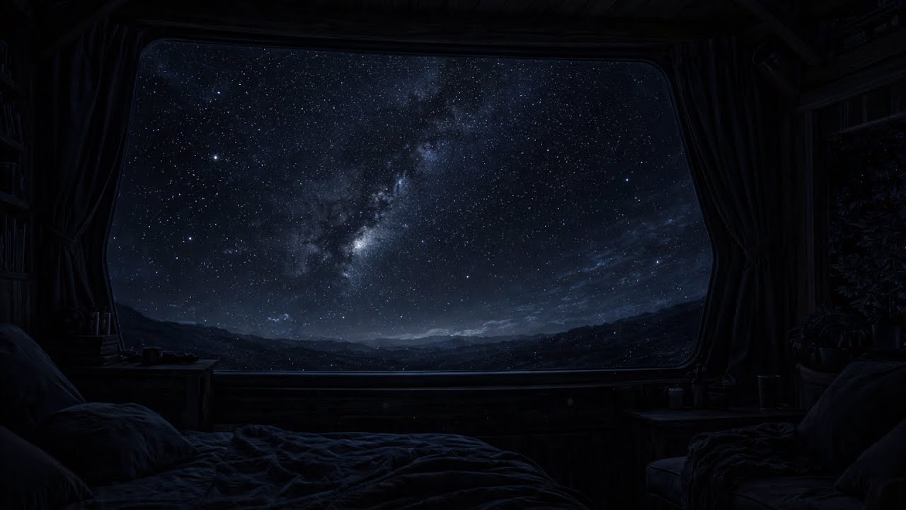 8 Hours of Quiet Space | Dark Spaceship Window • Deep Sleep & Relaxation