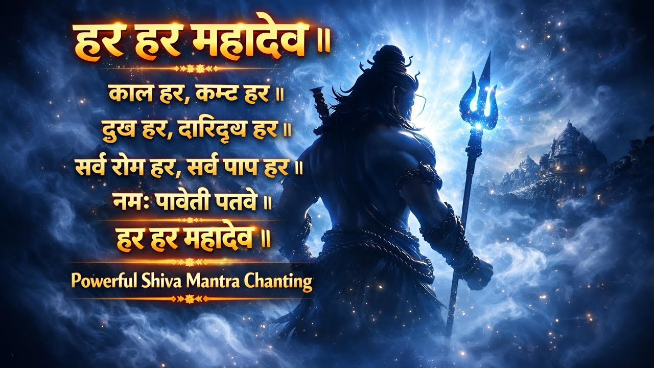 हर हर महादेव | काल हर कष्ट हर दुख हर दारिद्र्य हर | Powerful Shiva Mantra Chanting | Mahadev Mantra