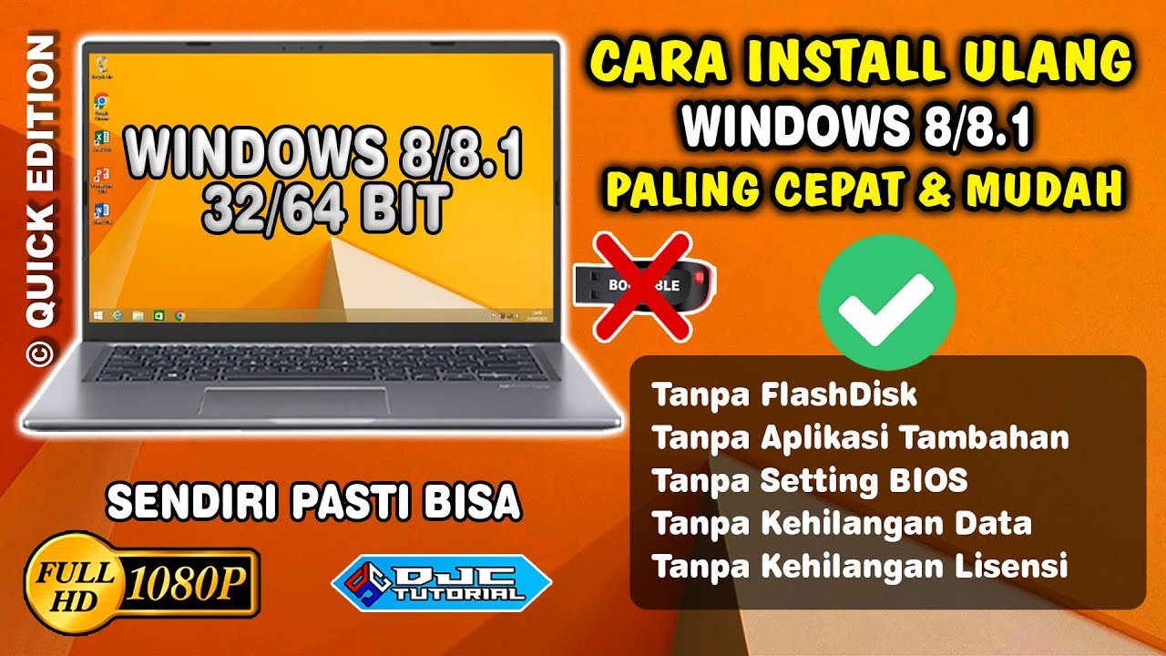 Cara Instal Ulang Windows 8 Paling Cepat dan Mudah Tanpa Flashdisk | Tanpa Kehilangan Data