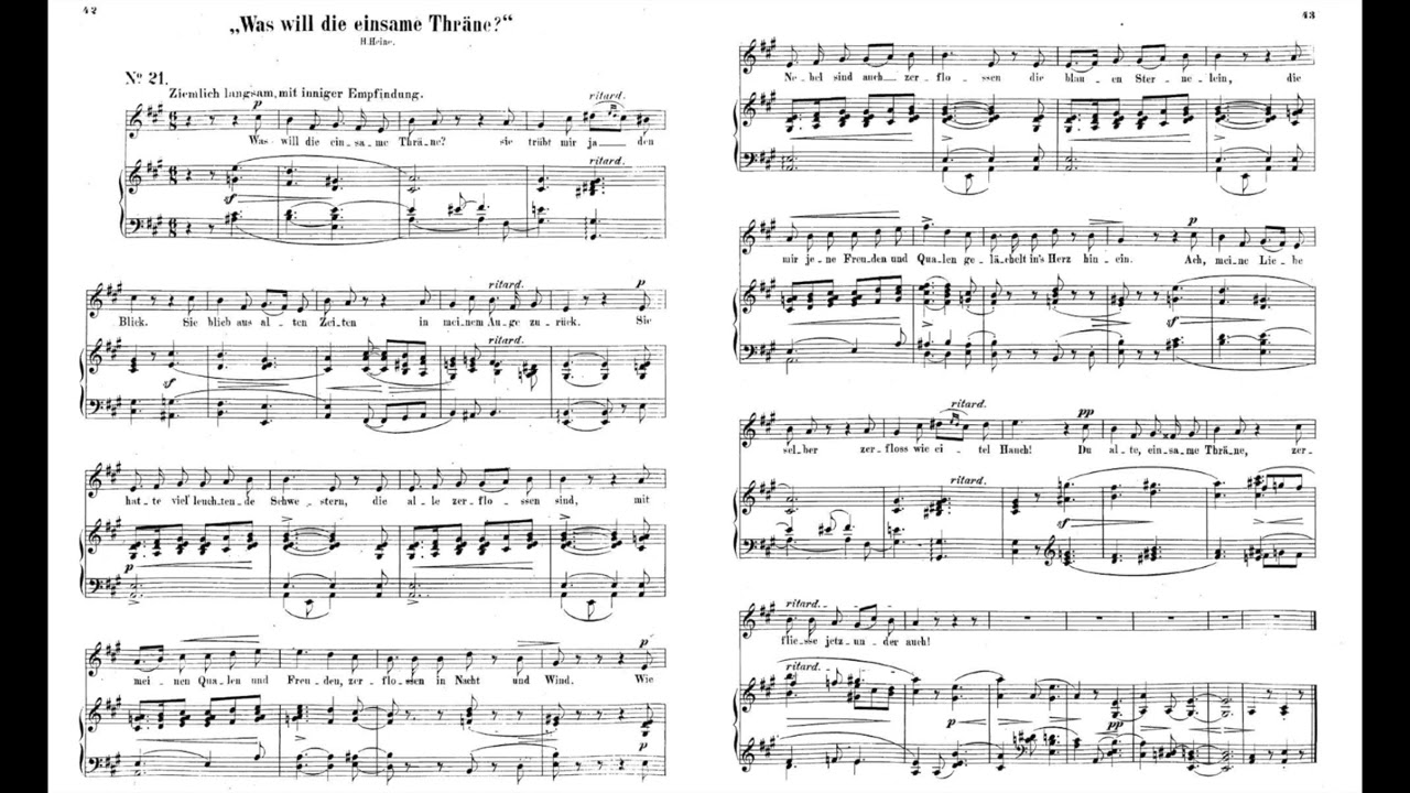Schumann Myrthen Op.25 No.21 25-21 Was will die einsame Träne 舒曼 桃金孃 シューマン ミルテの花 Score Sheet 譜【Kero】