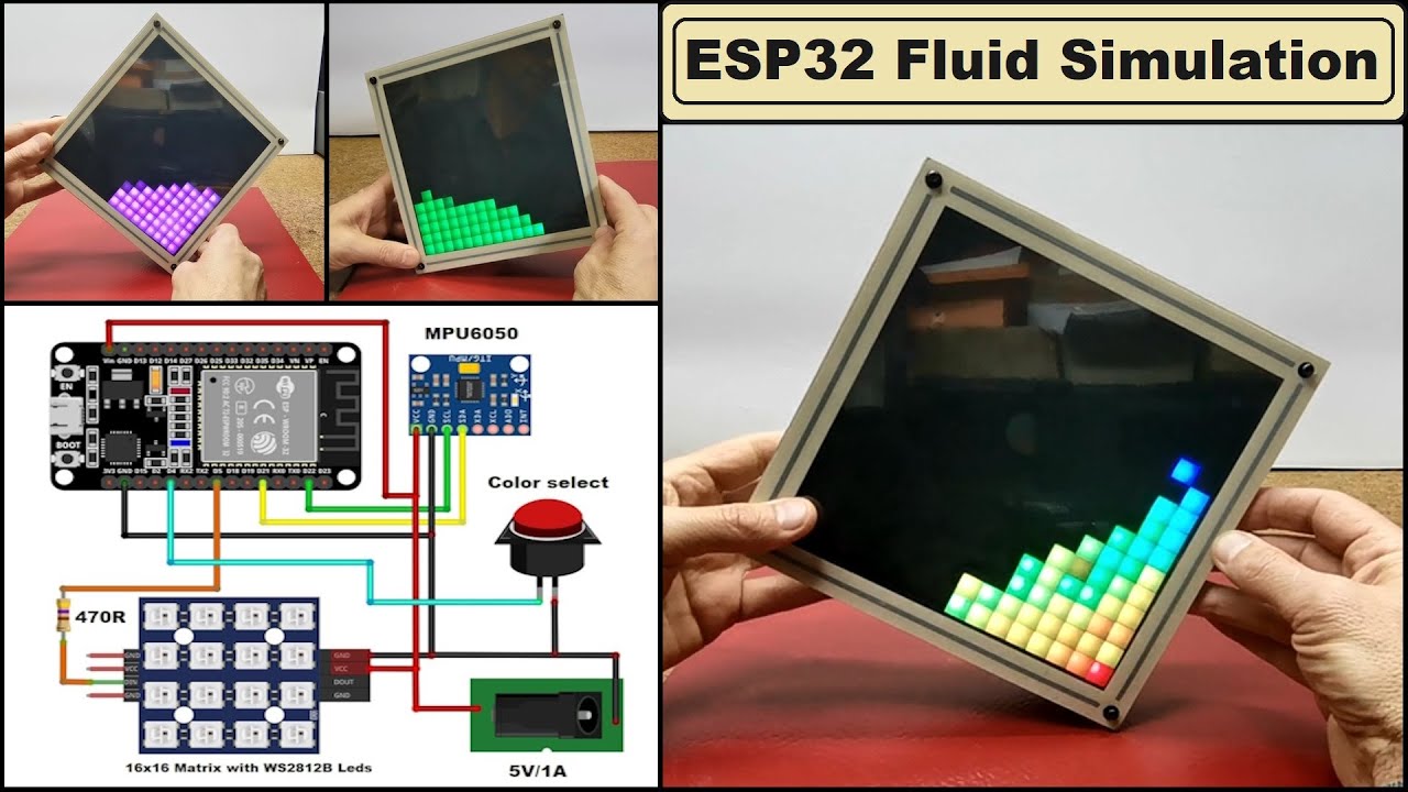 ESP32 Fluid simulation on 16x16 Led Matrix