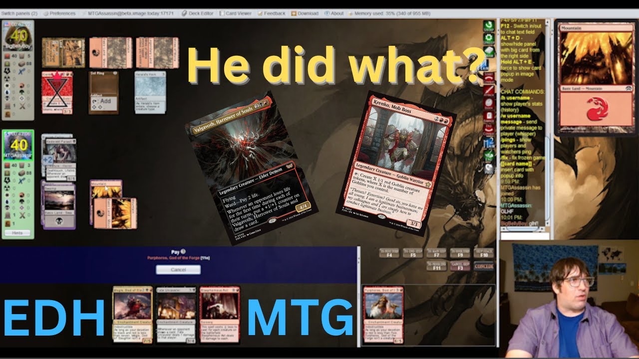 Valgavoth Harrower of Souls Vs. Krenko Mob Boss Xmage EDH 1 Vs 1 Commander Game 