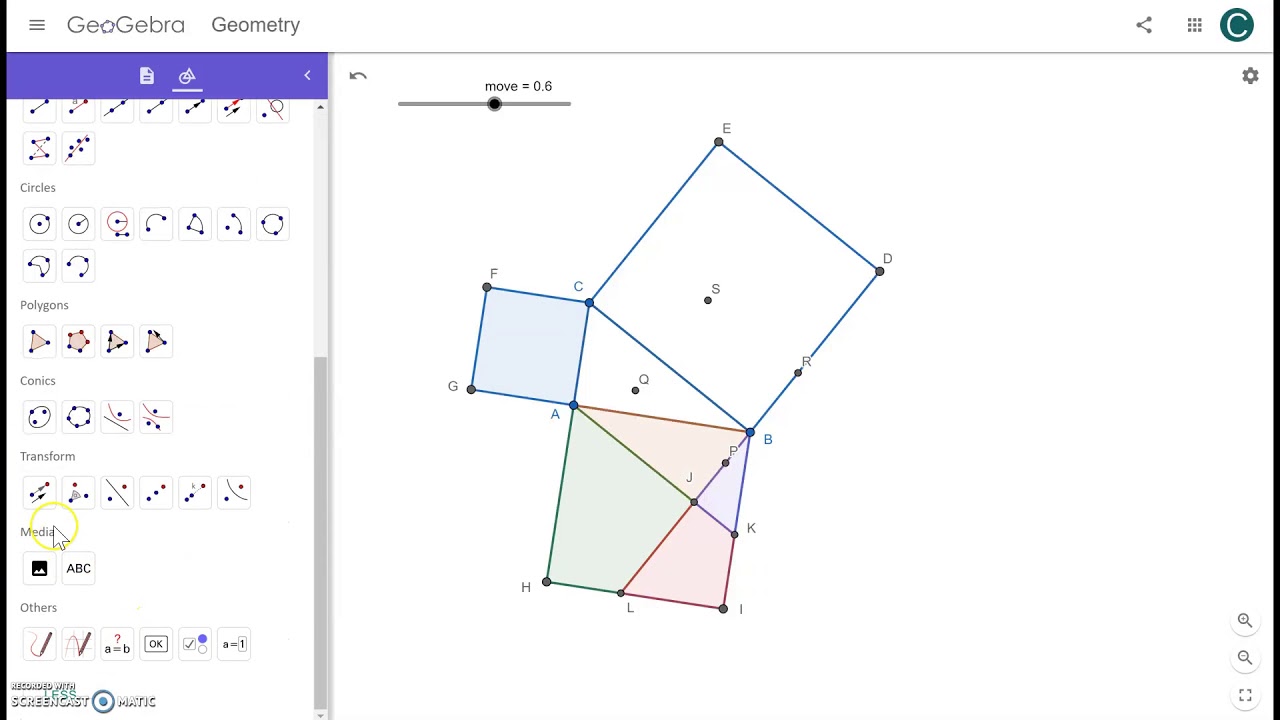 Visual Proof of Pythagoras' Theorem by GeoGebra