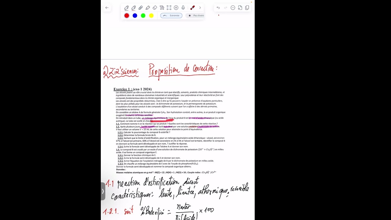 EMS (ecole militaire de sante) : corrigé exo1 (chimie 2024) et exo 2 (chimie 2024)