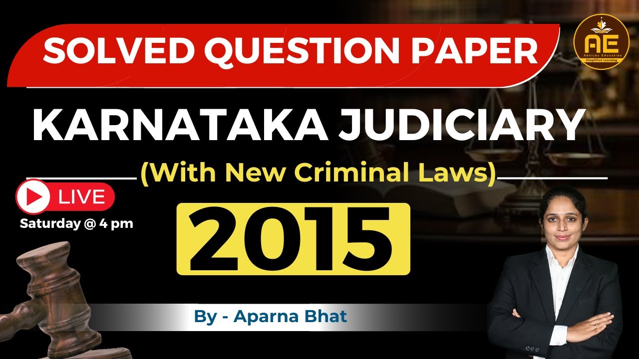 Karnataka Judiciary Solved Question Paper 2015(with new criminal laws) l in Kannada  l Aparna Bhat l