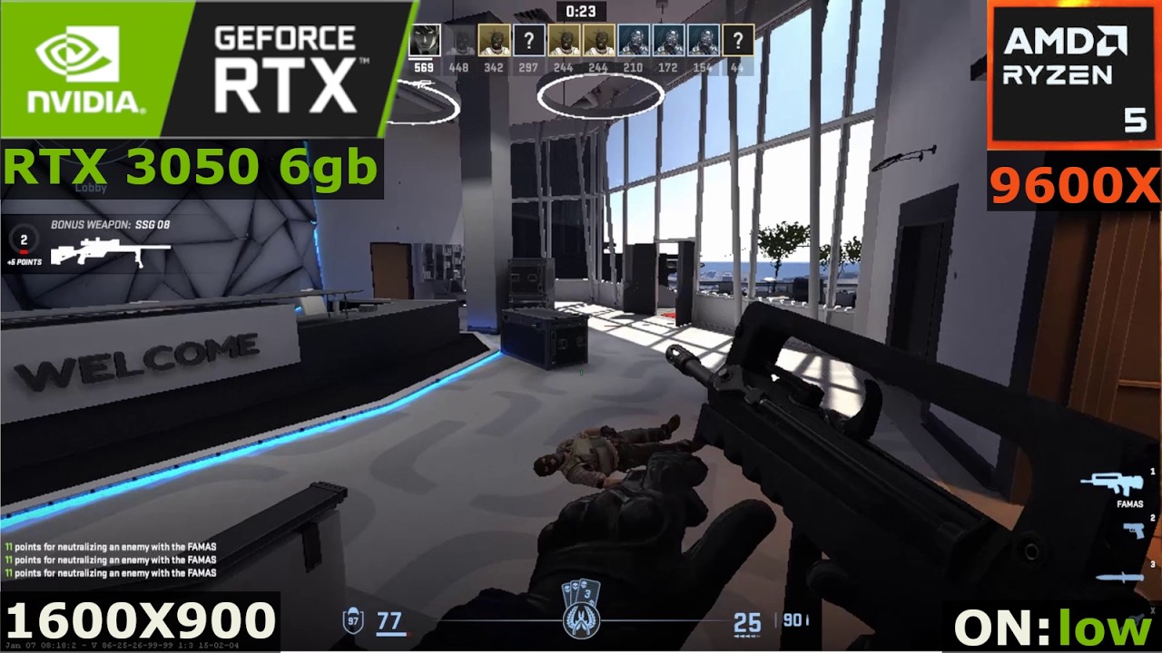 Counter Strike 2 | RTX 3050 6GB + AMD Ryzen  5 9600x | LOW | 16:9