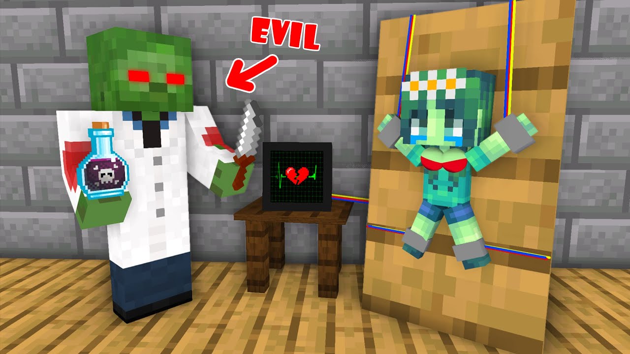Monster School : Zombie Girl and Evil Zombie Doctor - Minecraft Animation