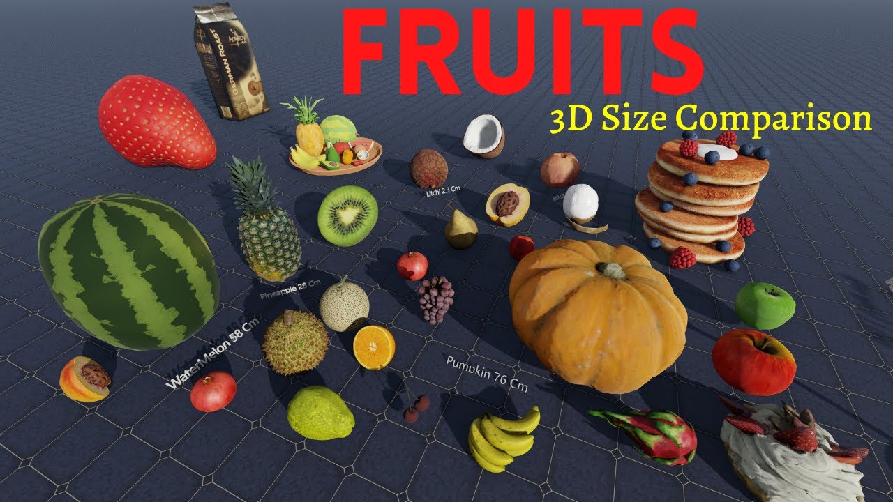 Fruits Size Comparison 3D 🍋🥝